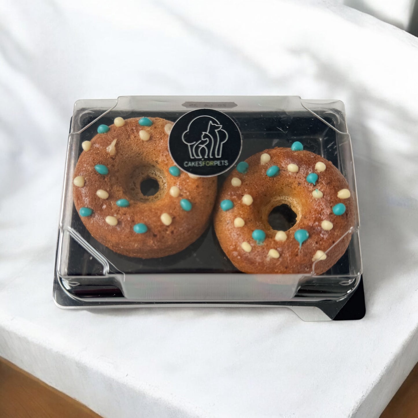 Boxe Pâtisseries Chien - 2 Donuts - Pomme Banane Miel