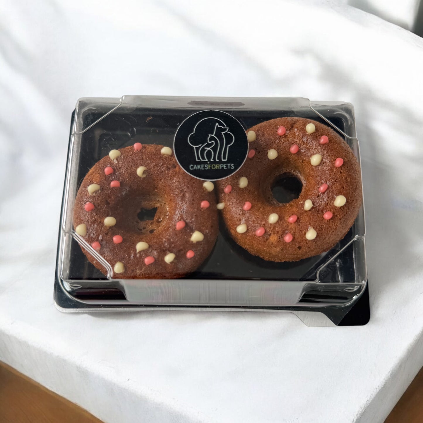 Boxe Pâtisseries Chien - 2 Donuts - Pomme Banane Miel